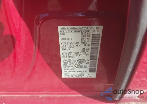 2012 Suzuki Equator Rmz-4 from USA, damaged, VIN 5Z61D0EV8CC464770